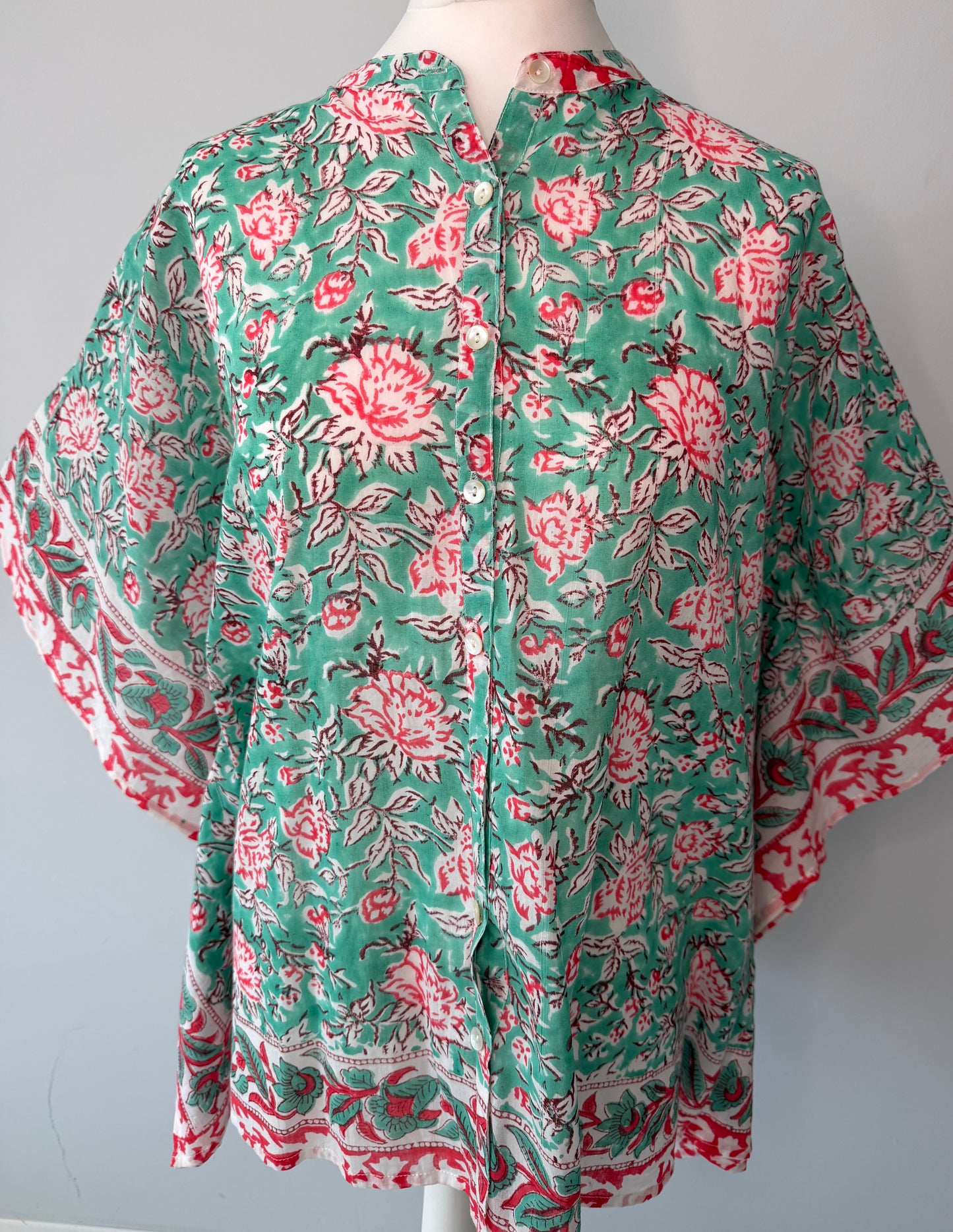 Mint Blossom One-Size Kaftan Top