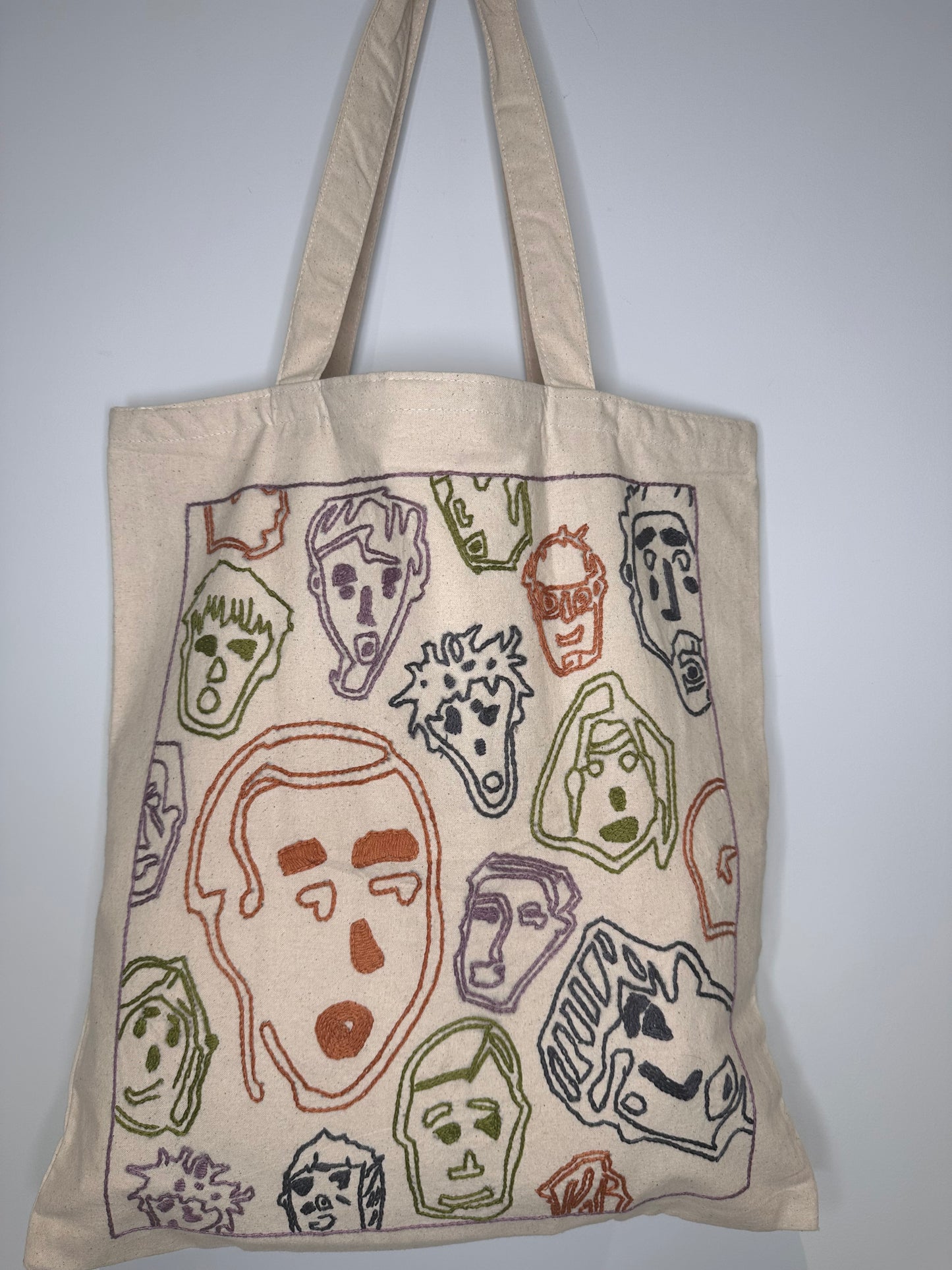 Faces - Embroidered Tote Bag