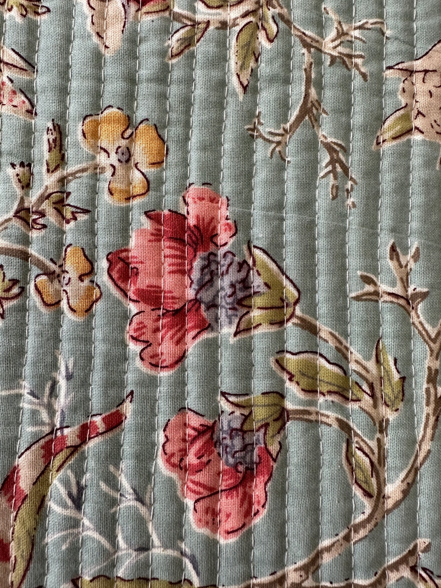 Quilted Bedcover - Blue Flower Design