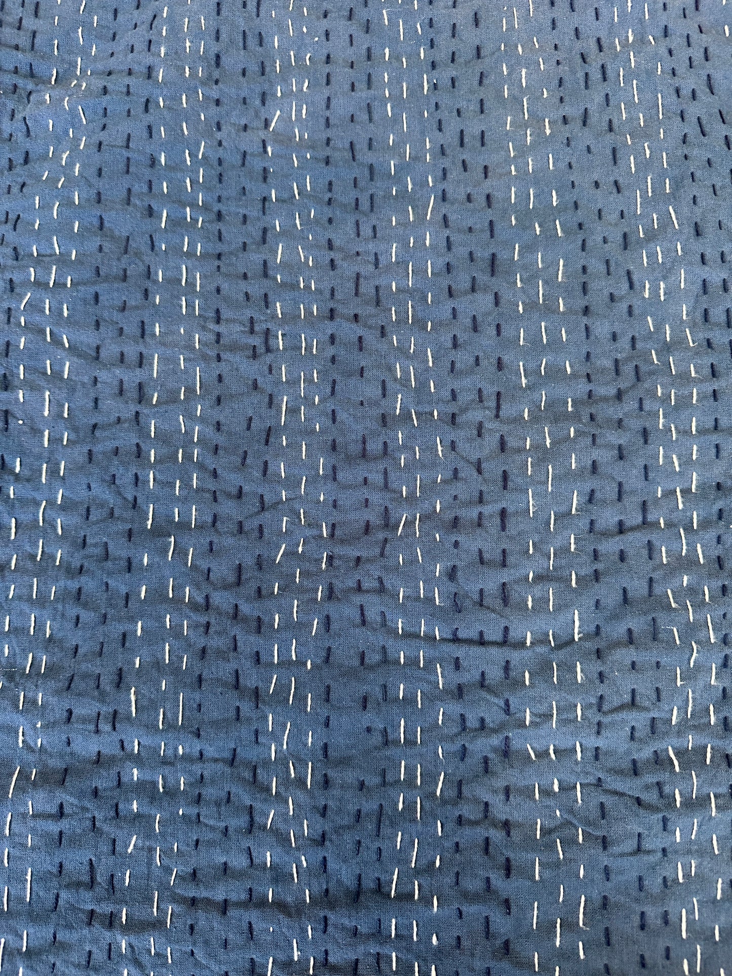 Indigo Triangle Mosaic Kantha Bedspread