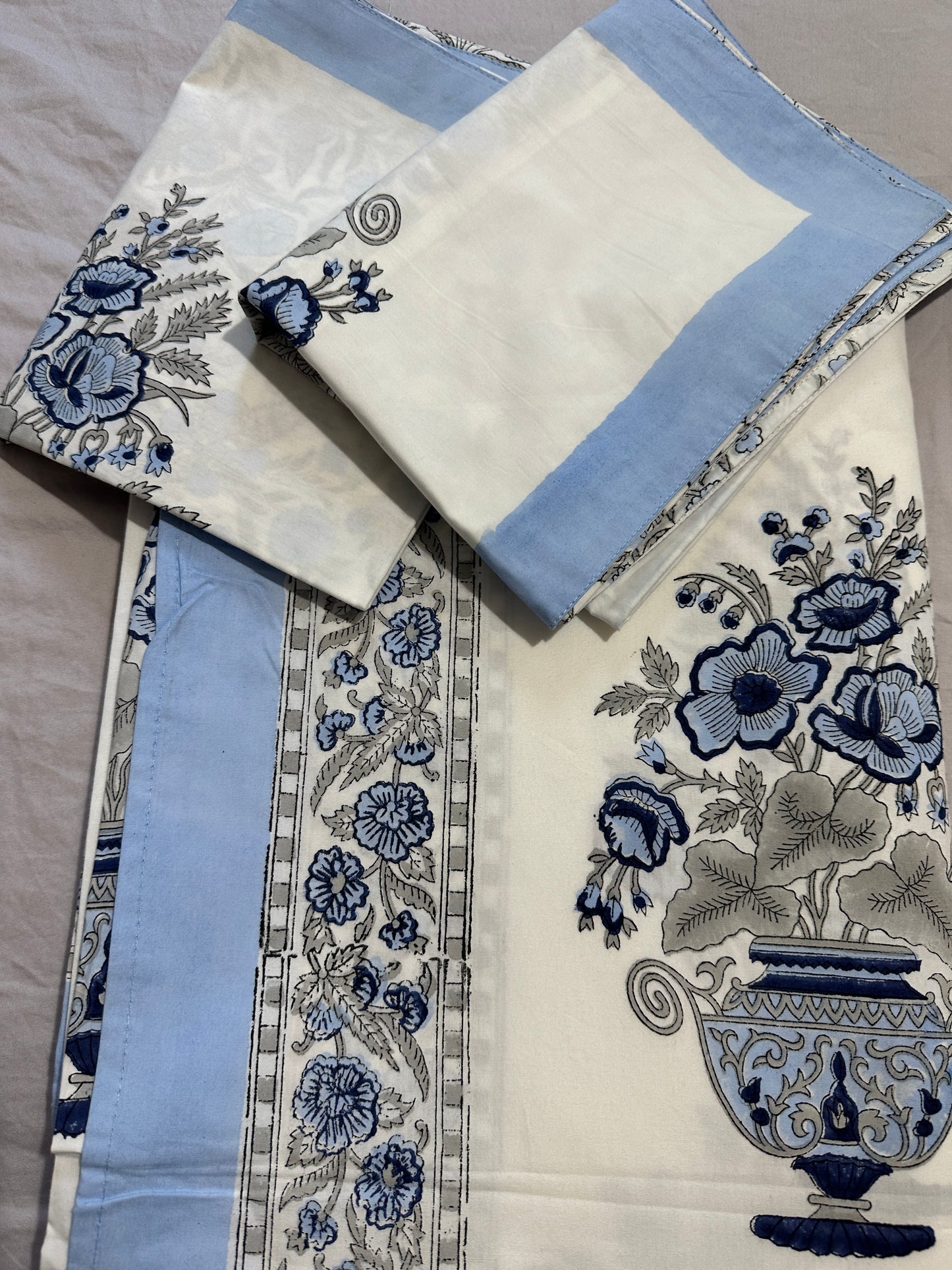 Floral Elegance Blossom Block printed Bed sheet