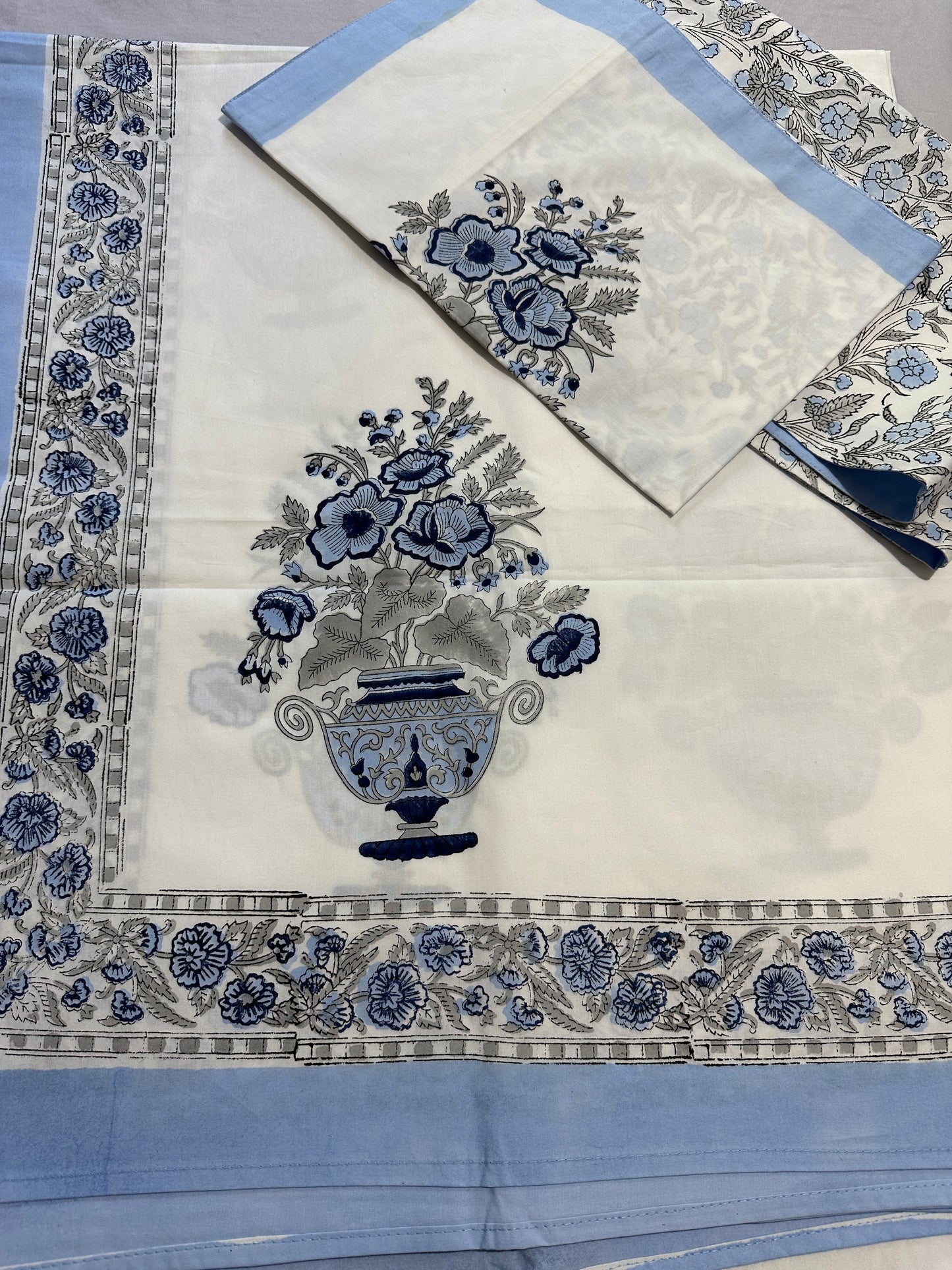 Floral Elegance Blossom Block printed Bed sheet