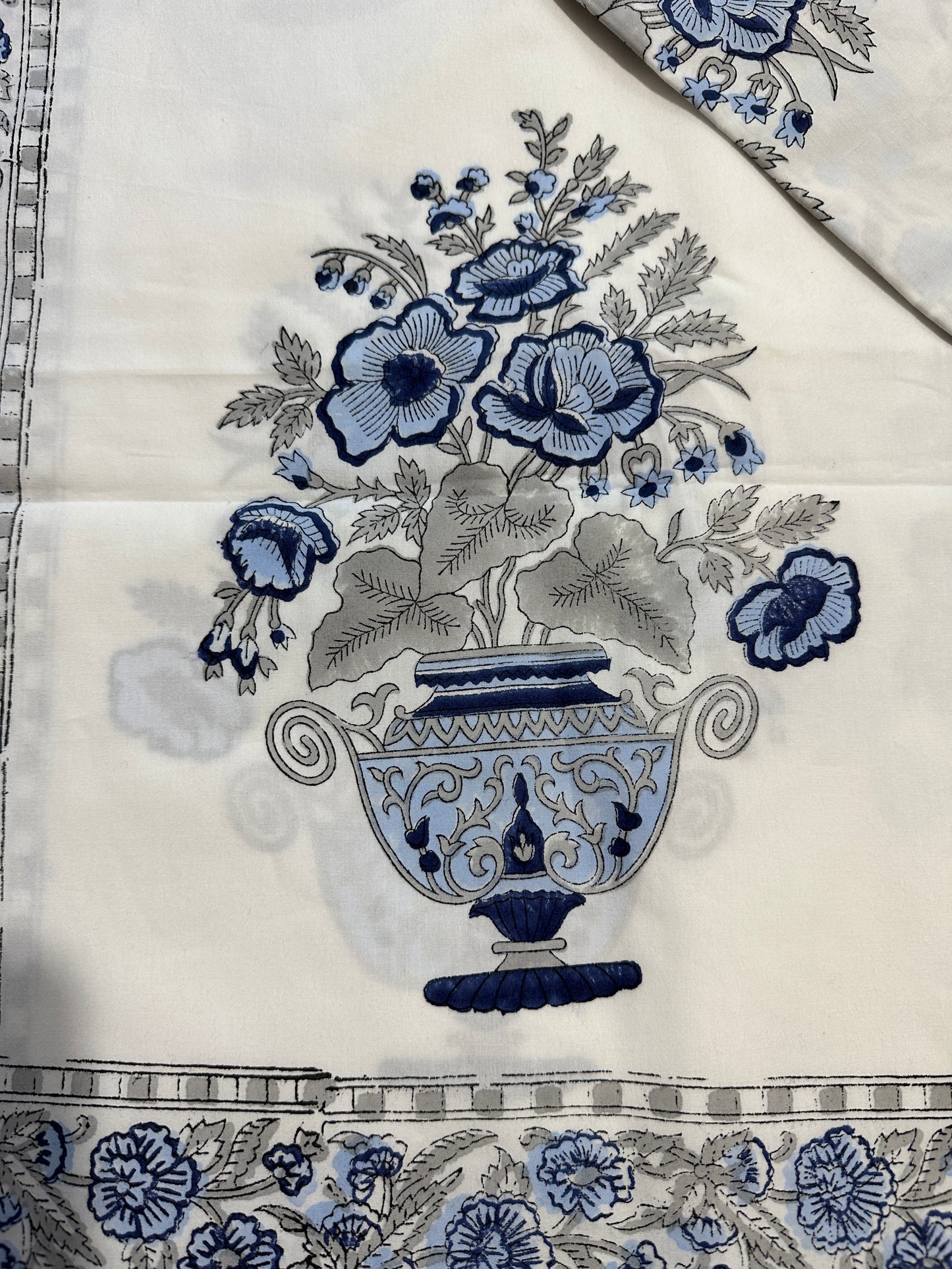 Floral Elegance Blossom Block printed Bed sheet