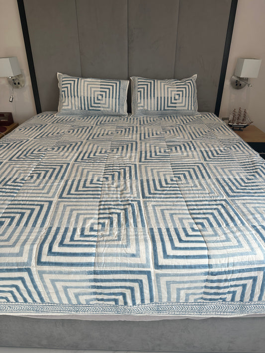 Geometric Quilted Luxury Bedcover  - Premium Cotton
