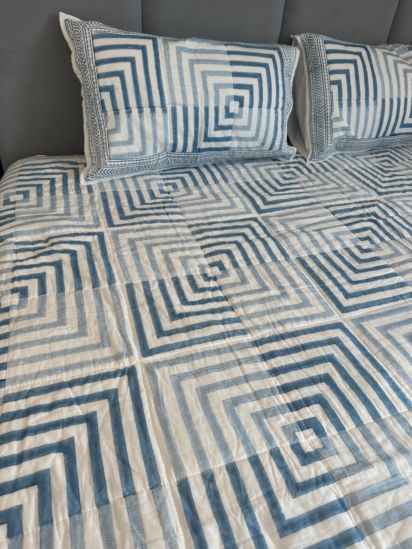 Geometric Quilted Luxury Bedcover - Premium Cotton