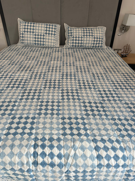 Geometric Quilted Luxury Bedcover  - Premium Cotton