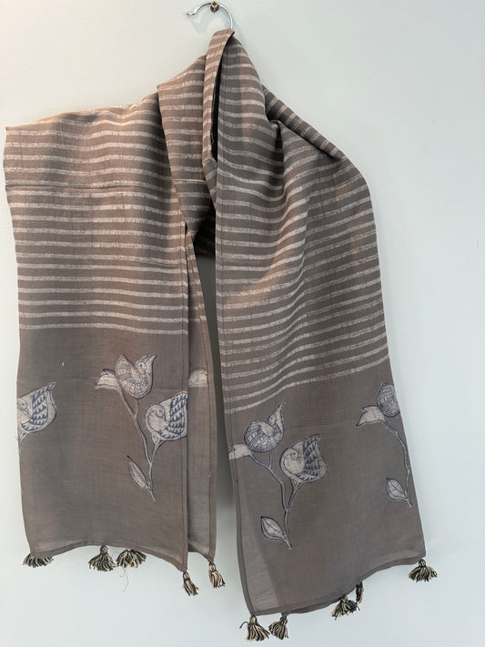 Kashish -  Dabu Hand Block Printed Cotton Silk Stole
