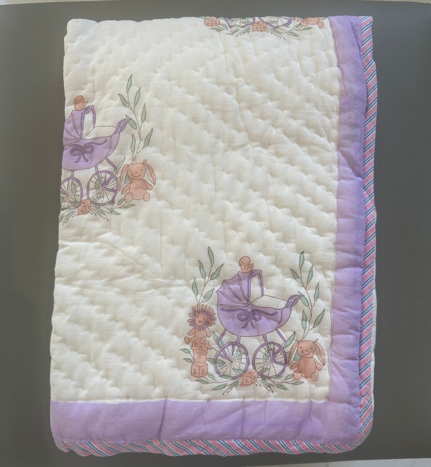 Nursery Nook - Hand Block Printed Reversible Kid's Quilt