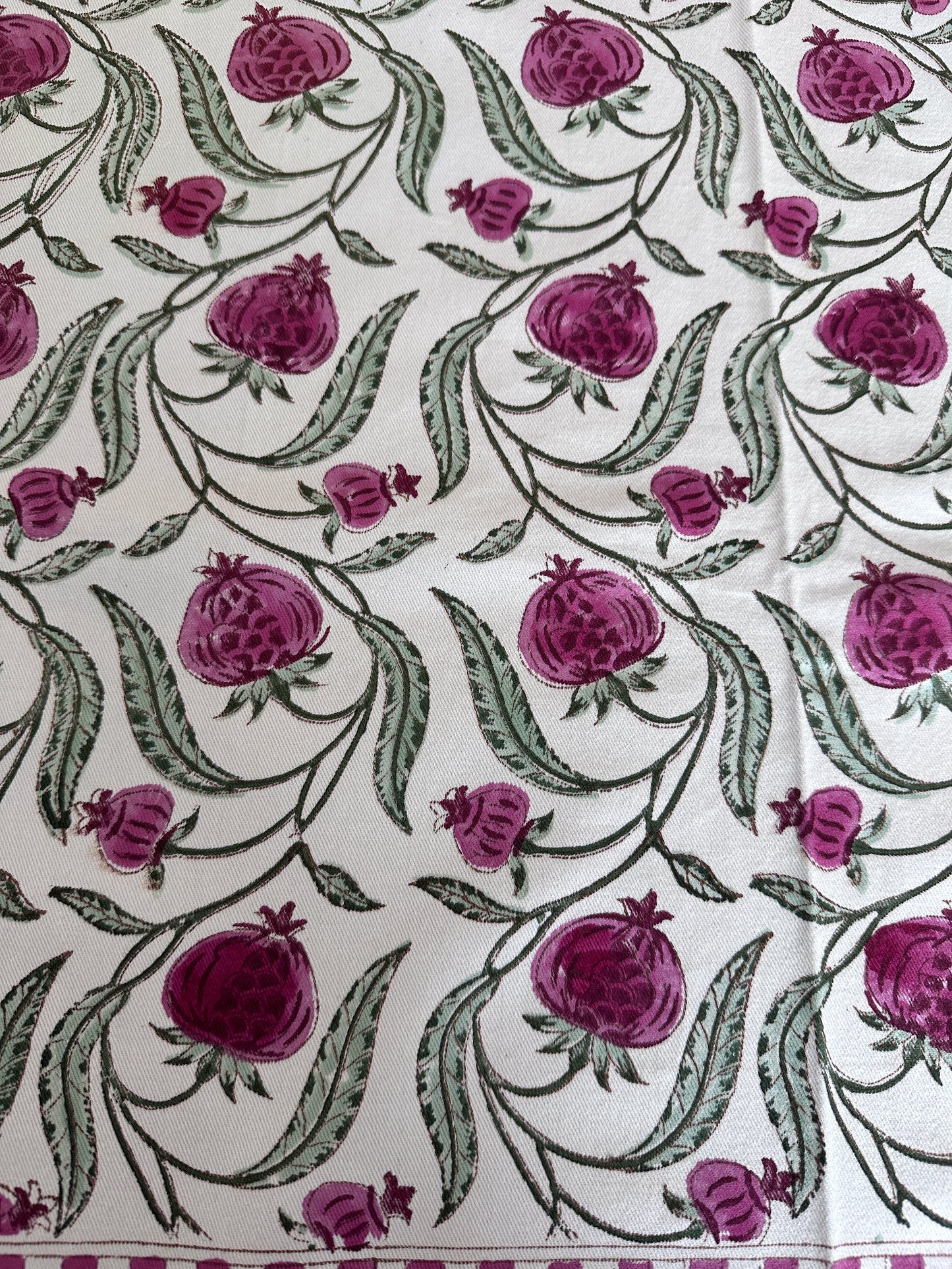 Miniature Pomegranate Block Printed Tablecloth