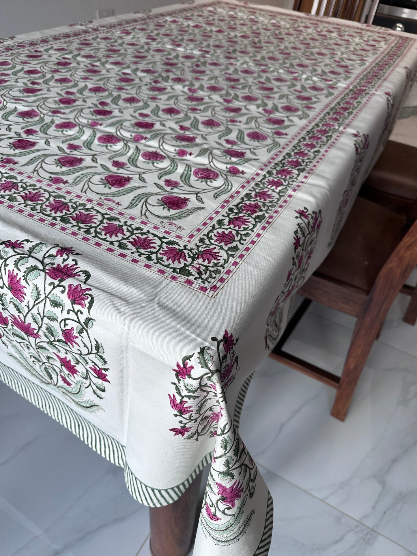 Miniature Pomegranate Block Printed Tablecloth