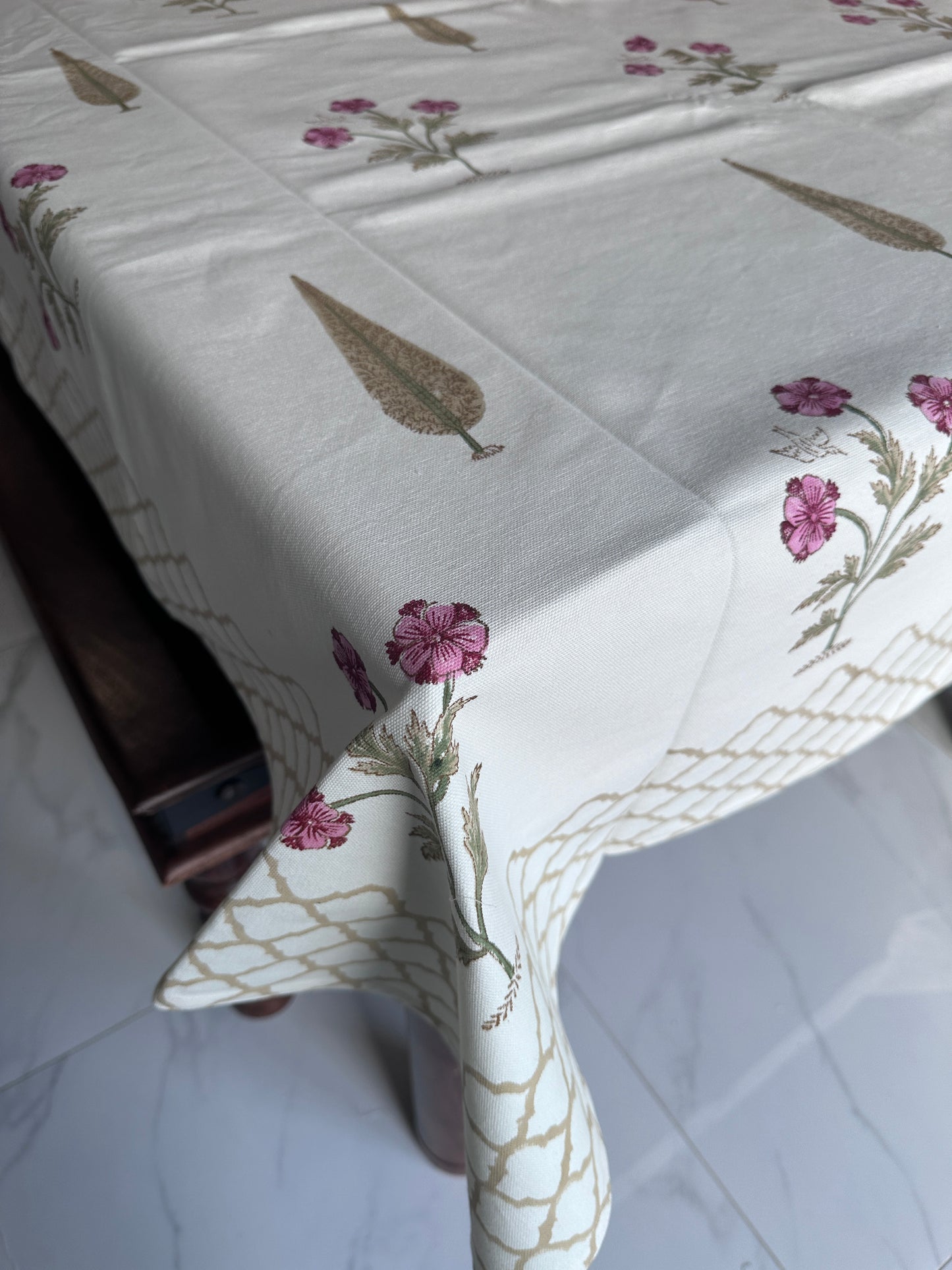 Geranium Block Printed Tablecloth