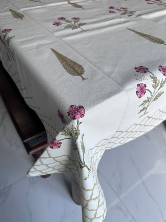 Geranium Block Printed Tablecloth