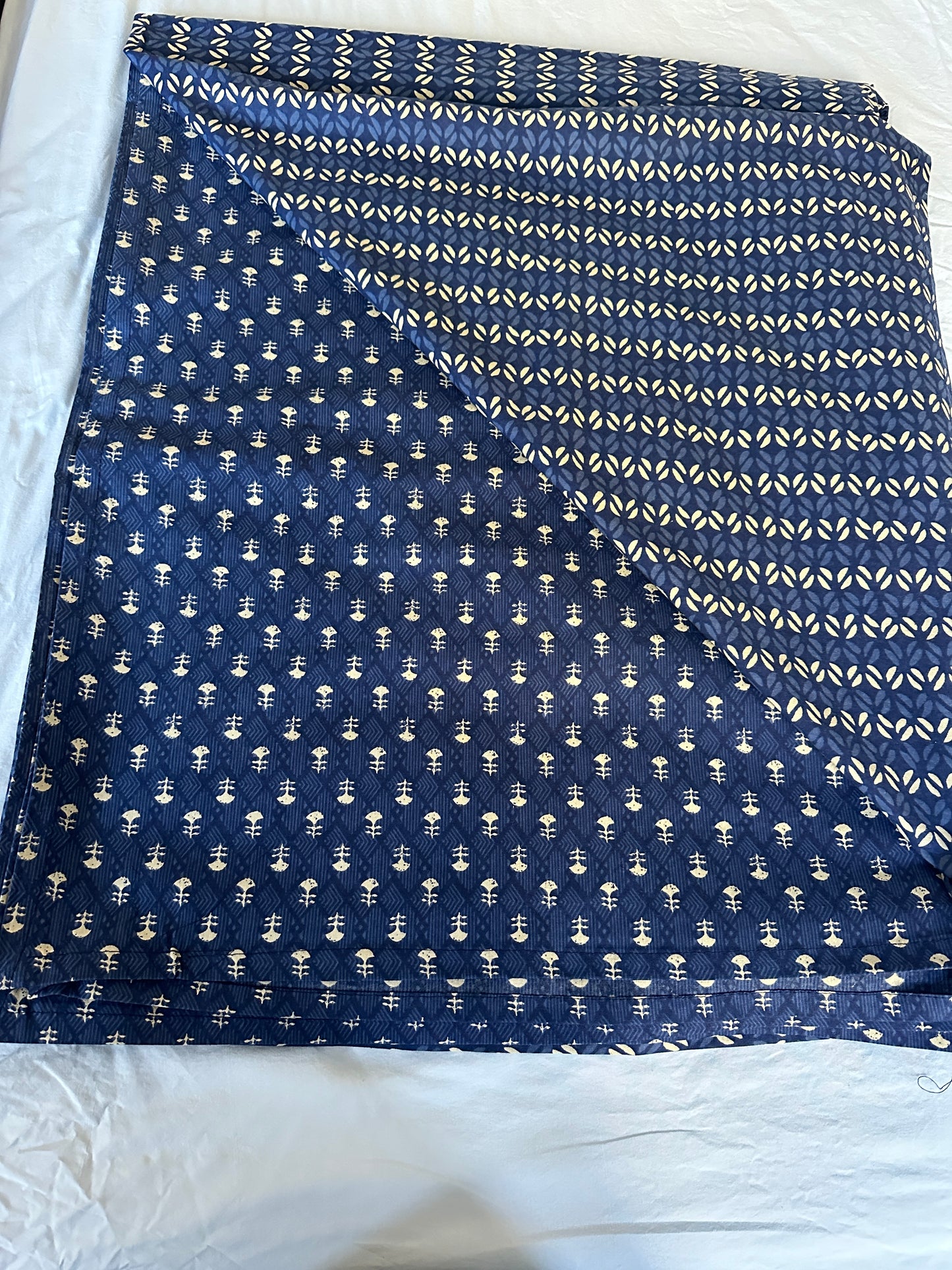 Indigo Bloom Block Printed Bed Sheet