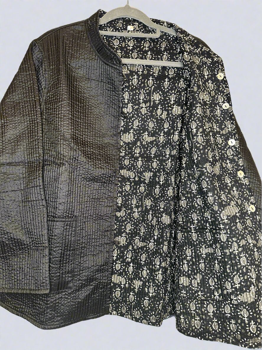 Black Silk Serenade - Quilted Jacket