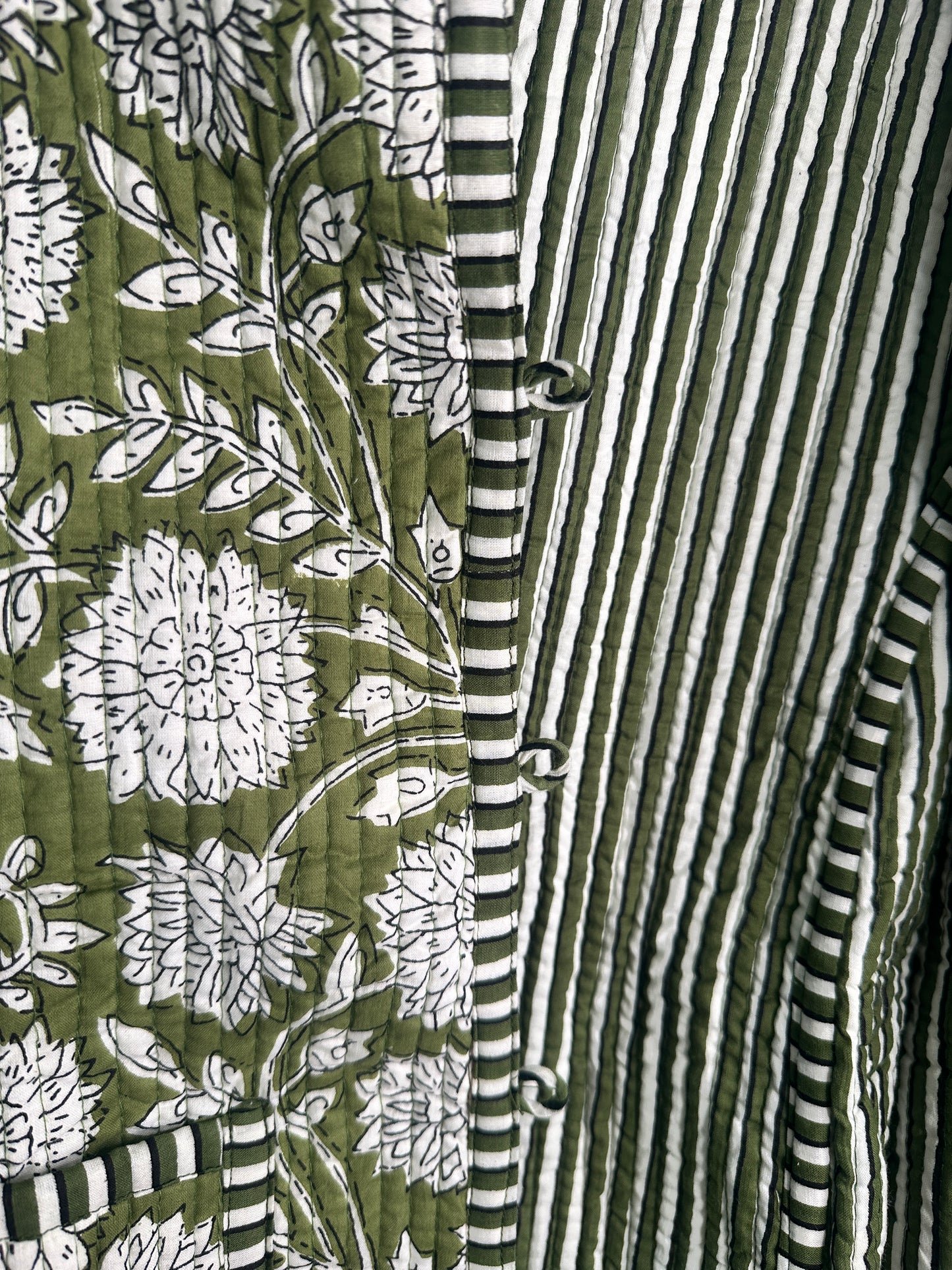 Green Floral - Short Quilted Jacket