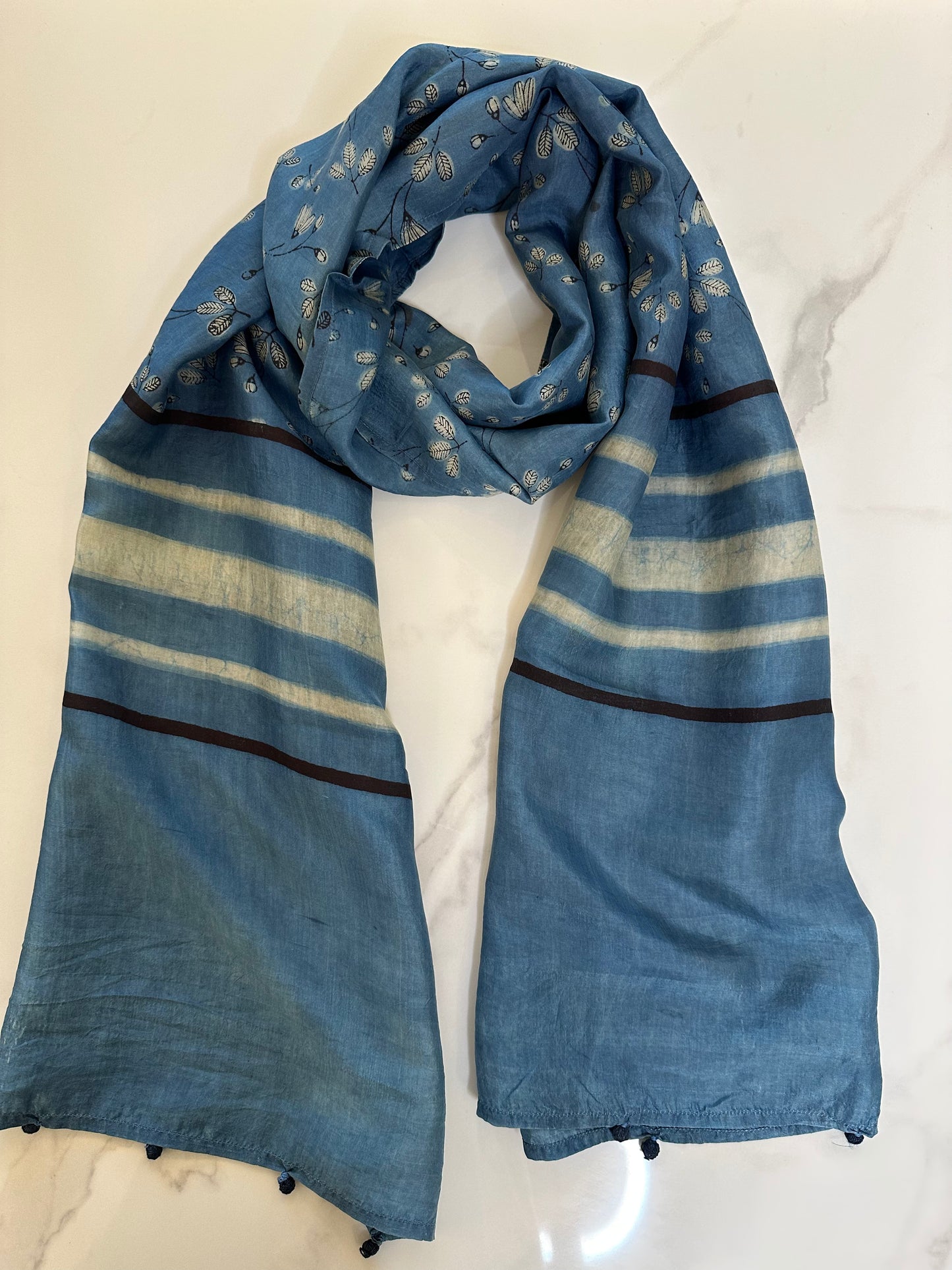 Indigo Blossom - Mulberry Silk Stole