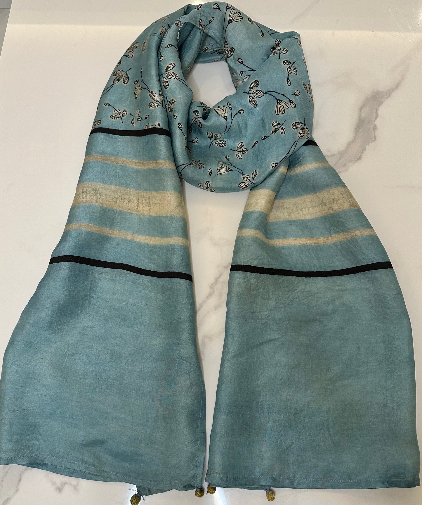 Indigo Blossom - Mulberry Silk Stole