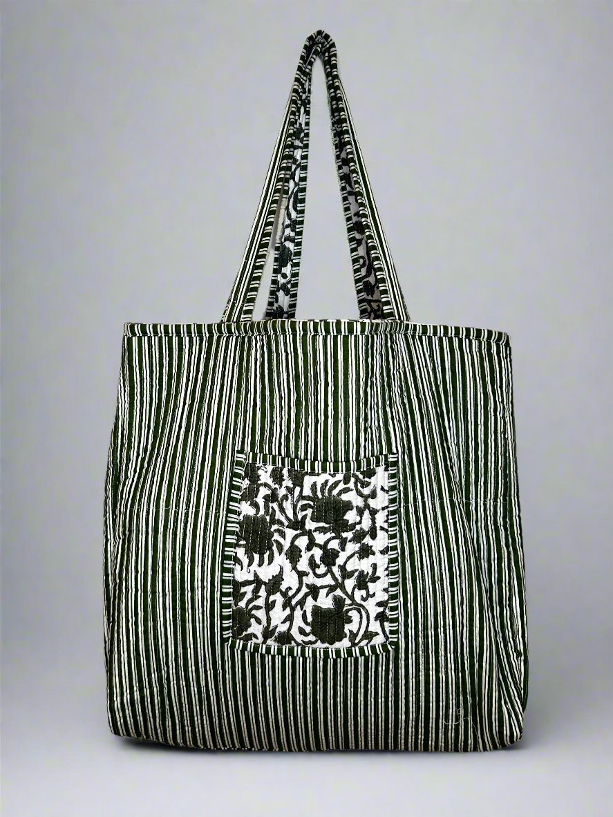 Forest Blossom Quilted Tote Bag