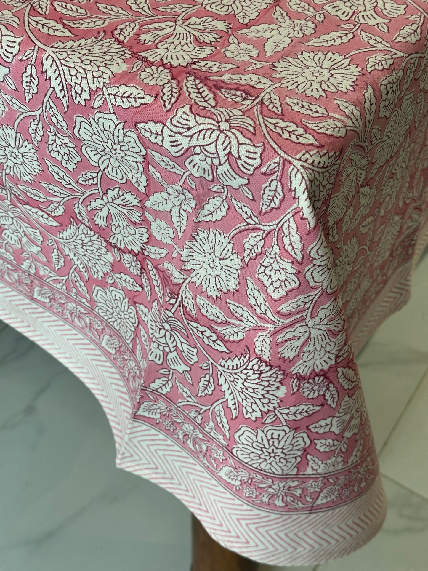 Rose Block Printed Tablecloth
