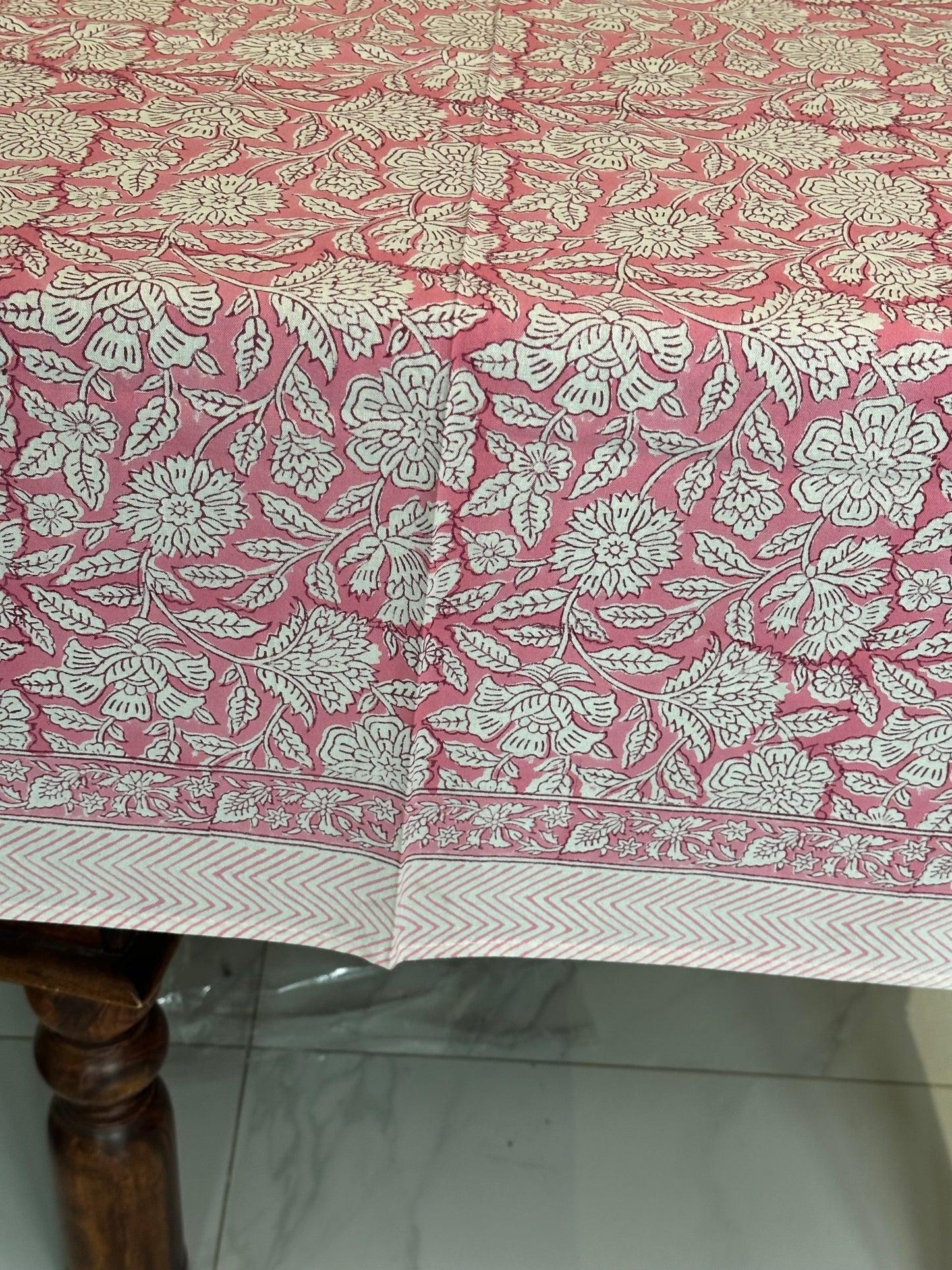 Rose Block Printed Tablecloth