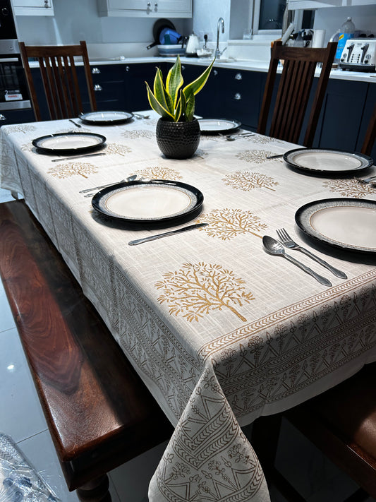Golden Oak Block Printed Tablecloth