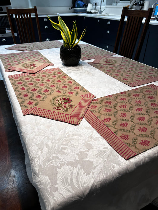 Table Mats & Napkins Set - Hand Block Printed