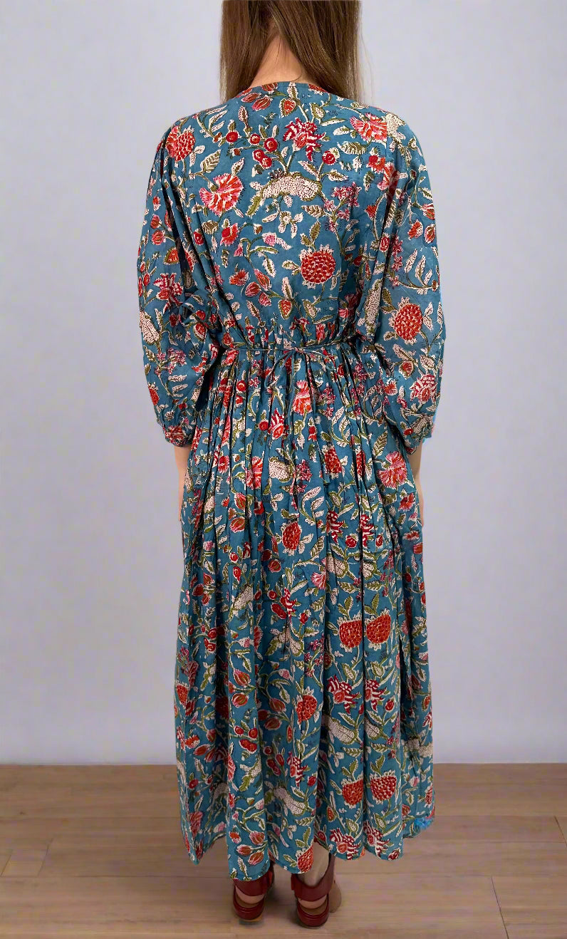 Riya Midi Dress- Teal Bloom