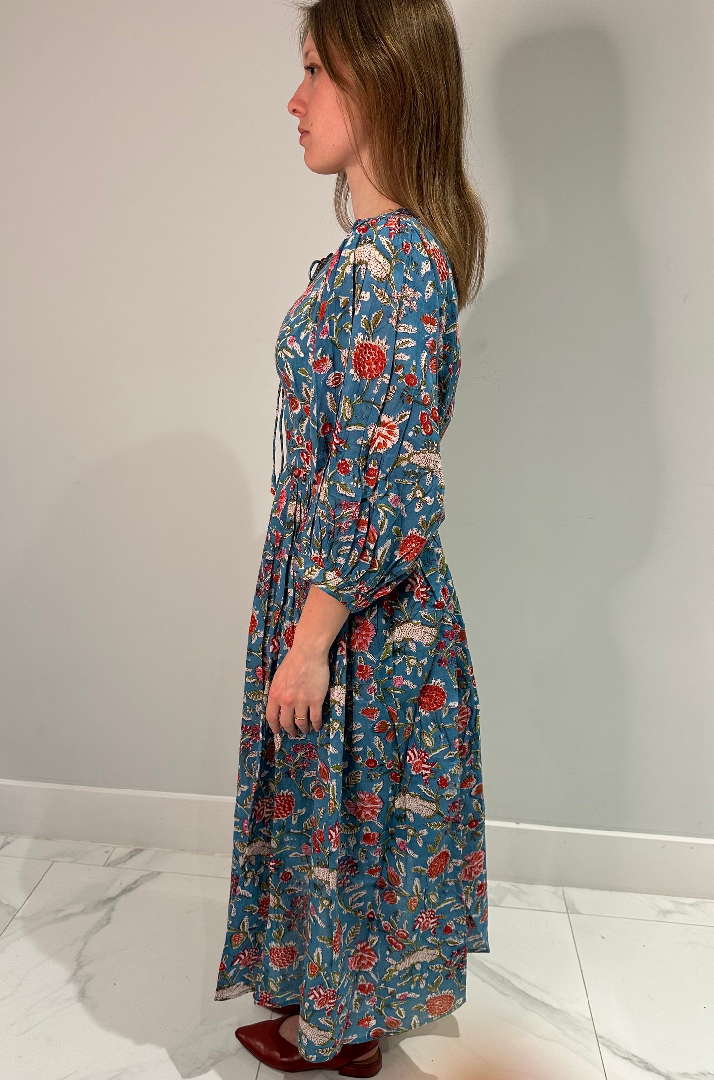 Riya Midi Dress- Teal Bloom