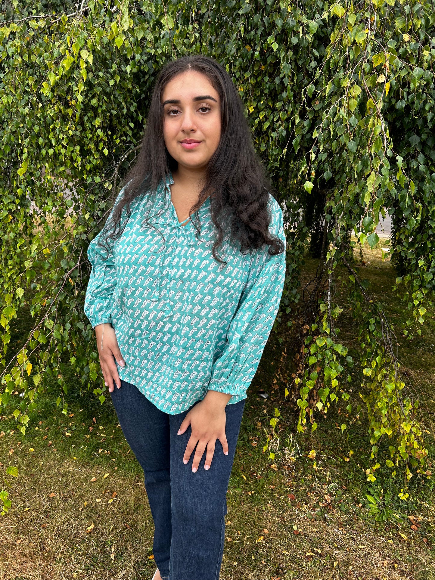 Teal Paisley One-Size Top