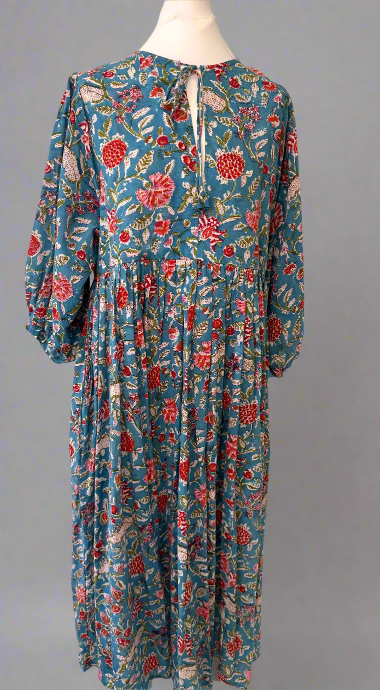 Riya Midi Dress- Teal Bloom