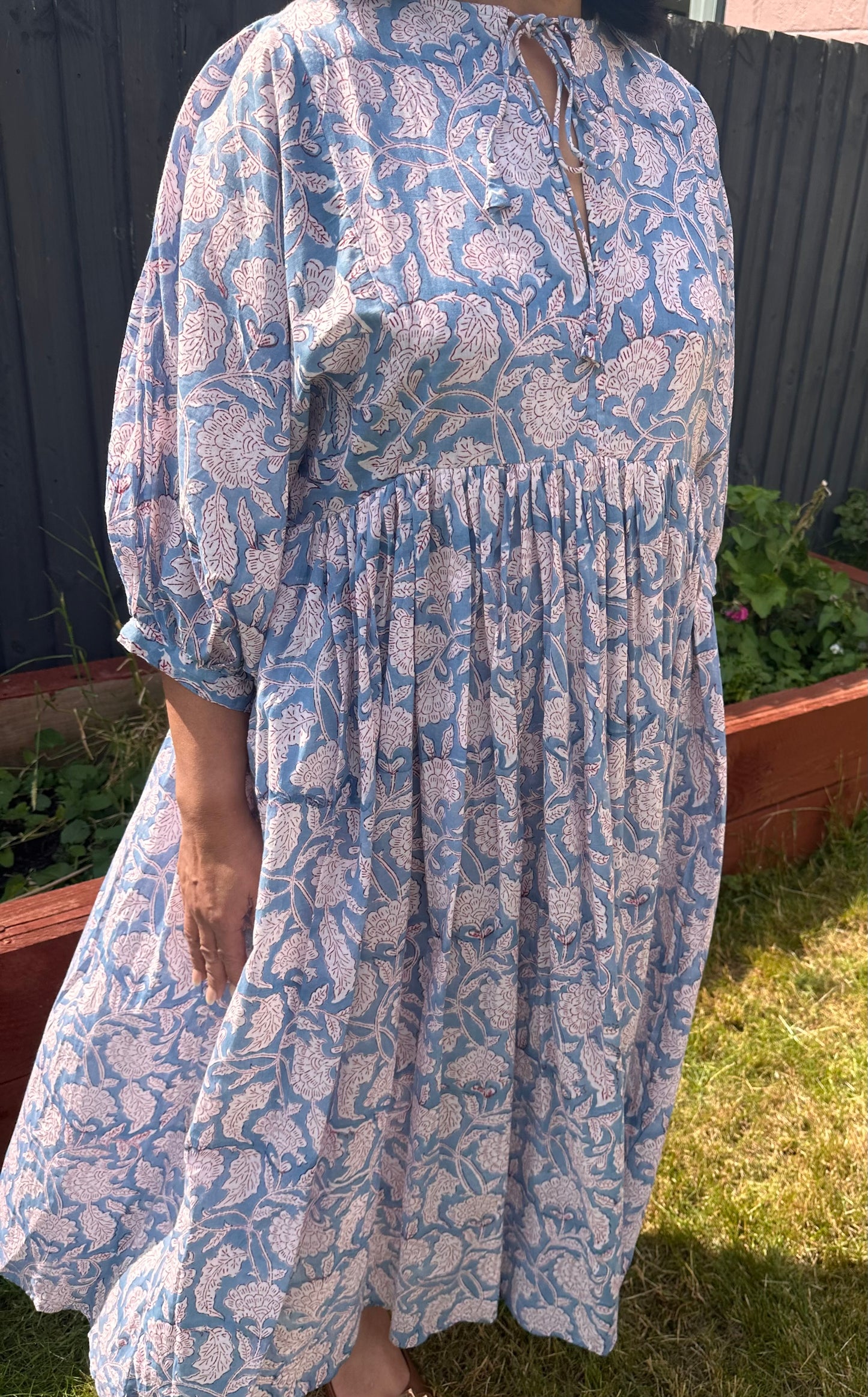 Riya Midi Dress- Azure Bloom