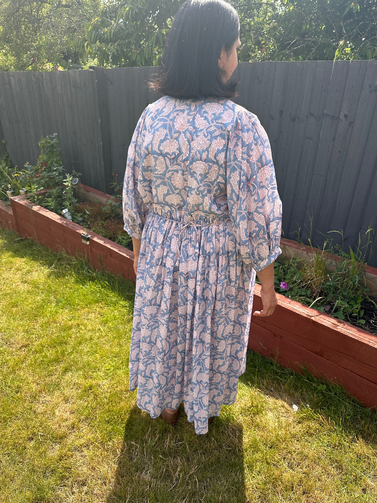 Riya Midi Dress- Azure Bloom