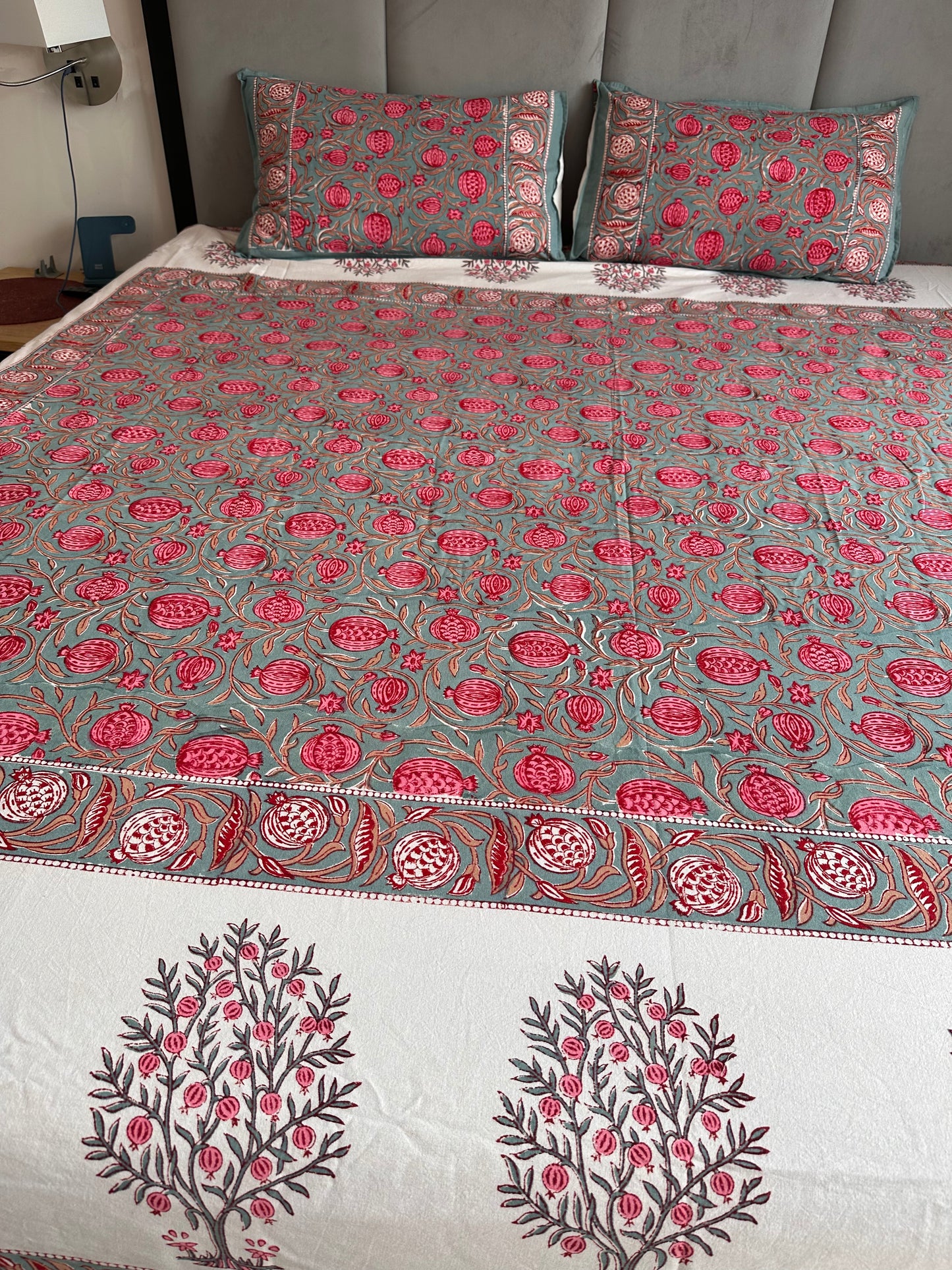 Pomegranate Harvest Block Printed Bed Set