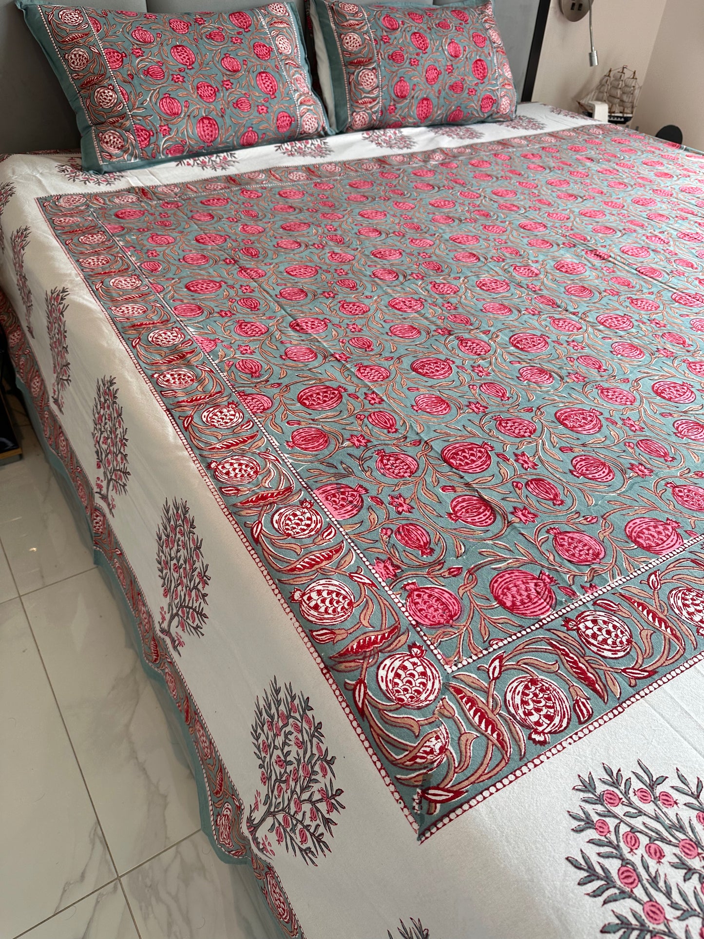 Pomegranate Harvest Block Printed Bed Set