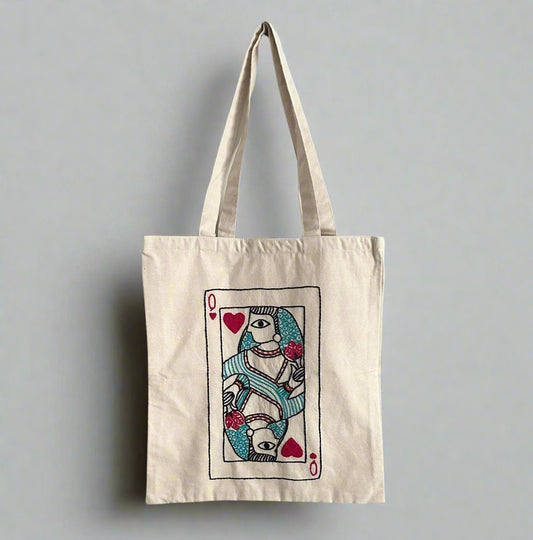 Queen of Hearts - Embroidered Tote Bag