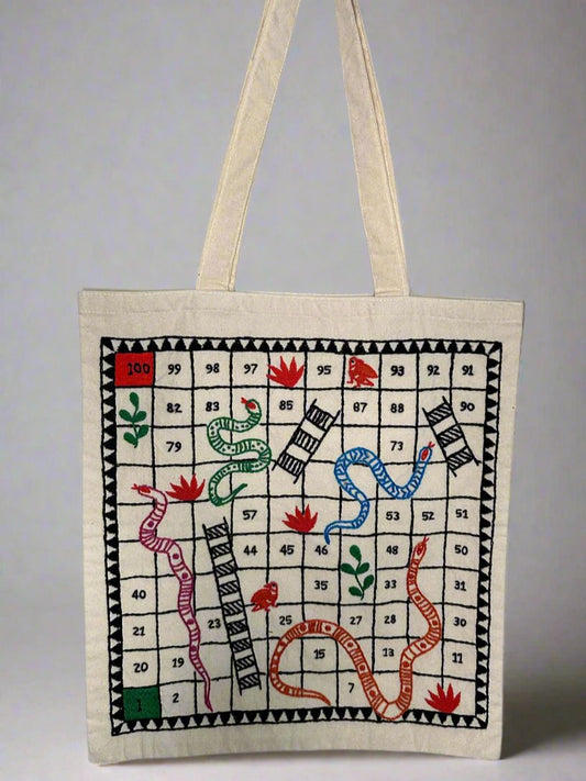 Snakes and Ladders - Embroidered Tote Bag