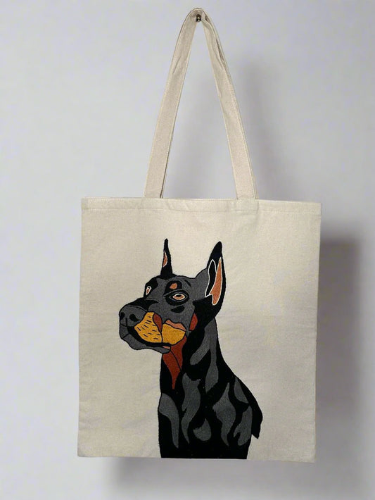 Doberman Dog - Embroidered Tote Bag