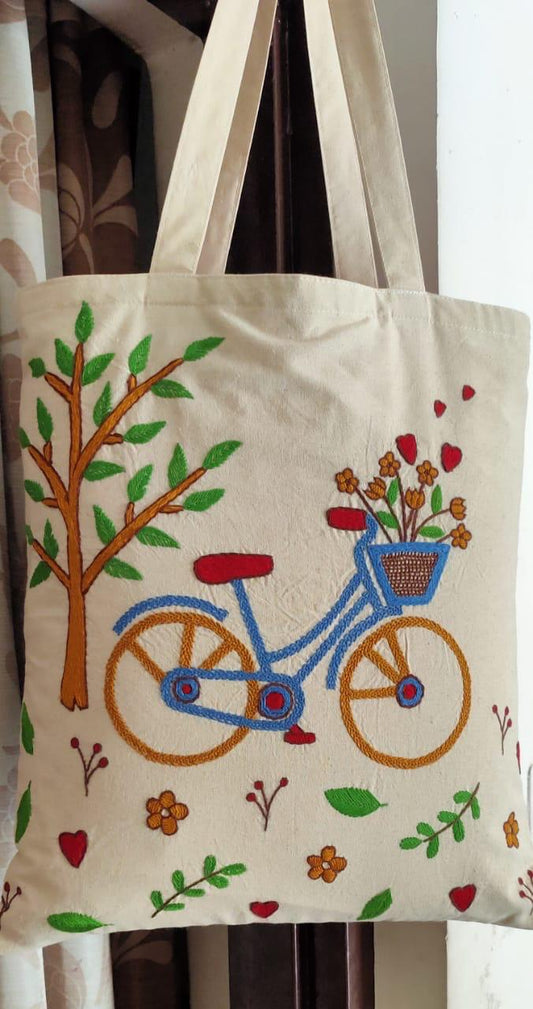Bicycle - Embroidered Tote Bag