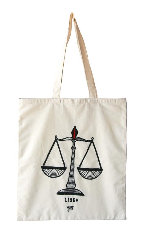 Zodiac Sign - Libra - Embroidered Tote Bag