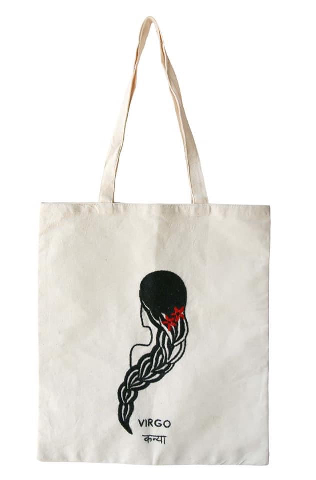 Zodiac Sign - Virgo - Embroidered Tote Bag