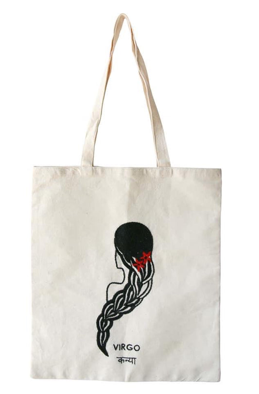 Zodiac Sign - Virgo - Embroidered Tote Bag