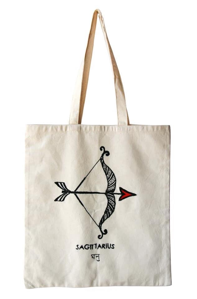 Zodiac Sign - Sagittarius - Embroidered Tote Bag