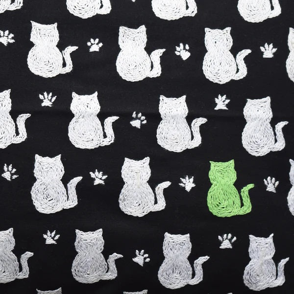 Cat Lovers - Hand Embroidered Cushion Cover