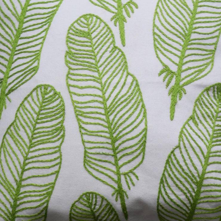 Feather Foliage - Hand Embroidered Cushion Cover