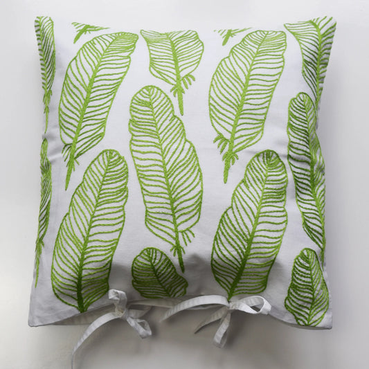 Feather Foliage - Hand Embroidered Cushion Cover
