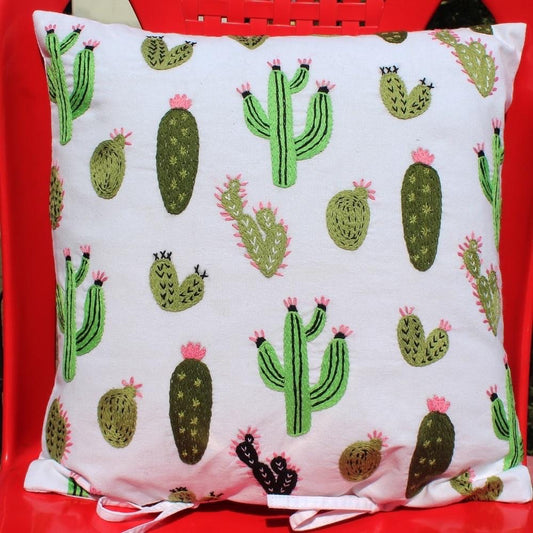 Cactus - Hand Embroidered Cushion Cover