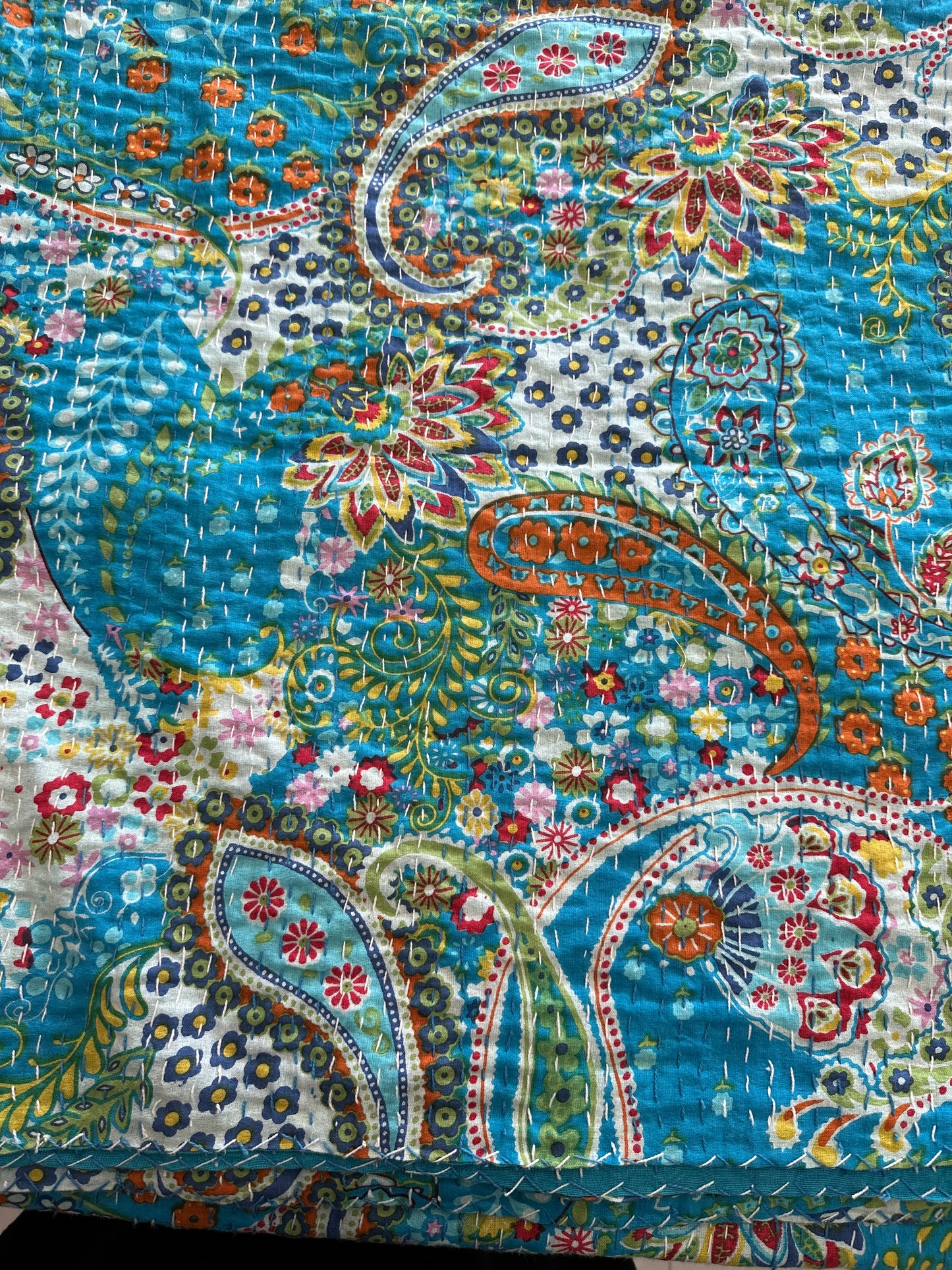 Blue Paisley Kantha Bedcover