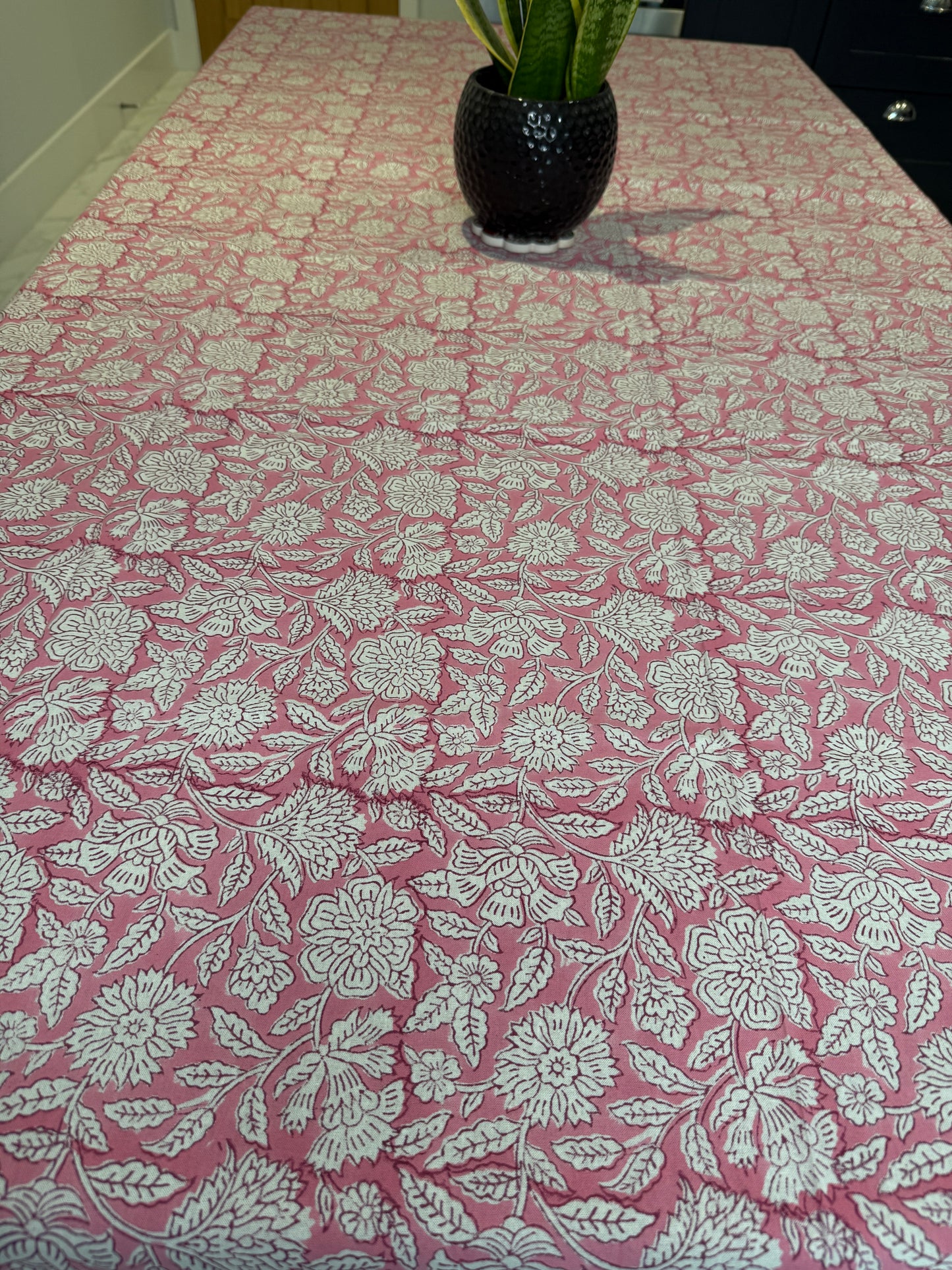 Rose  Block Printed Tablecloth