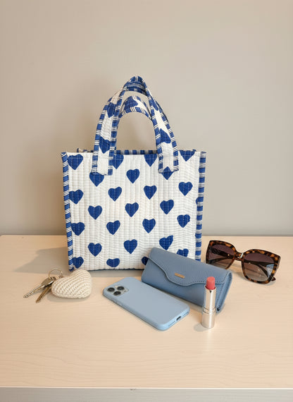 Blue Hearts Mini Tote