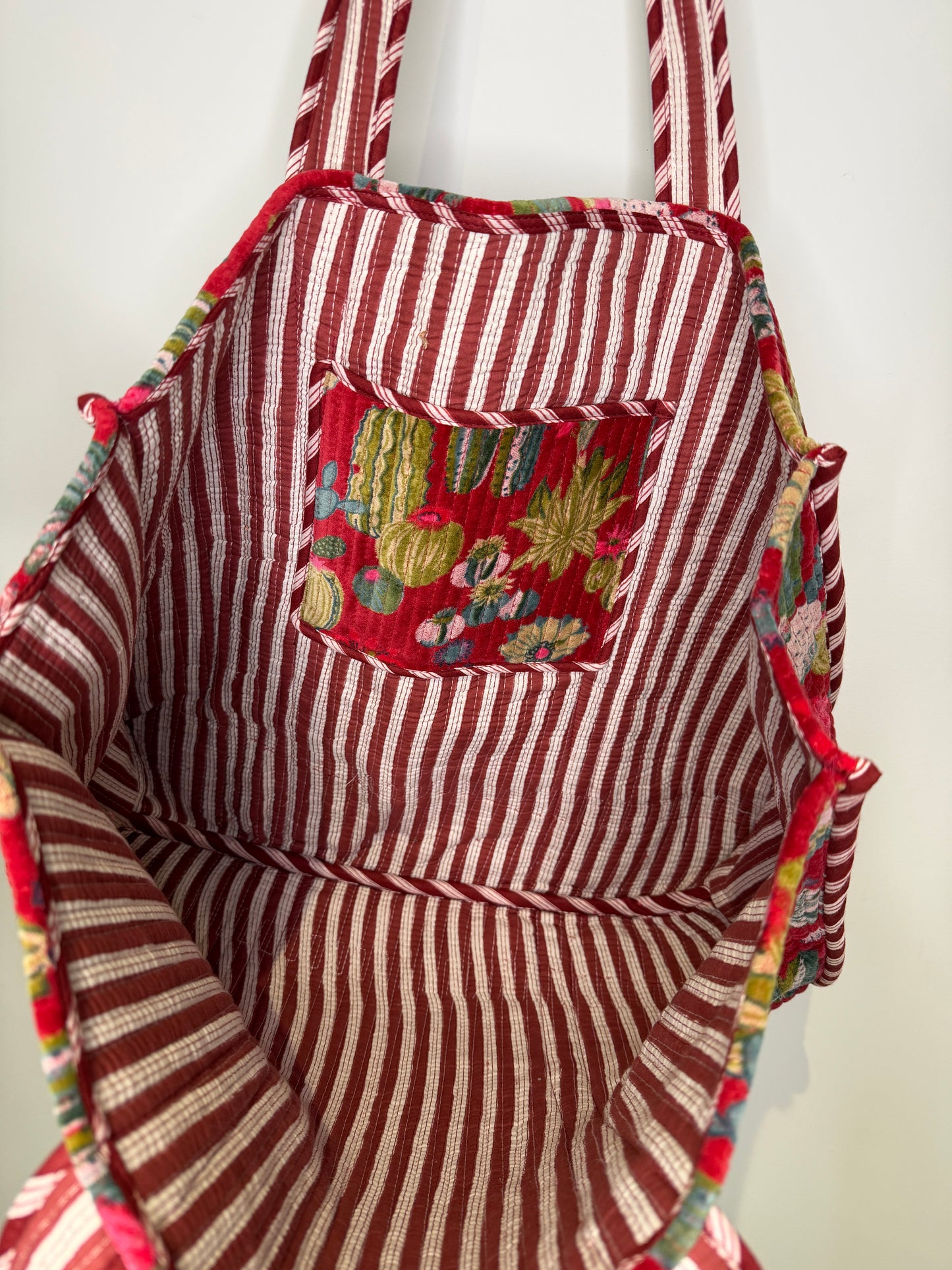 Scarlet Cactus Velvet Reversible Tote Bag